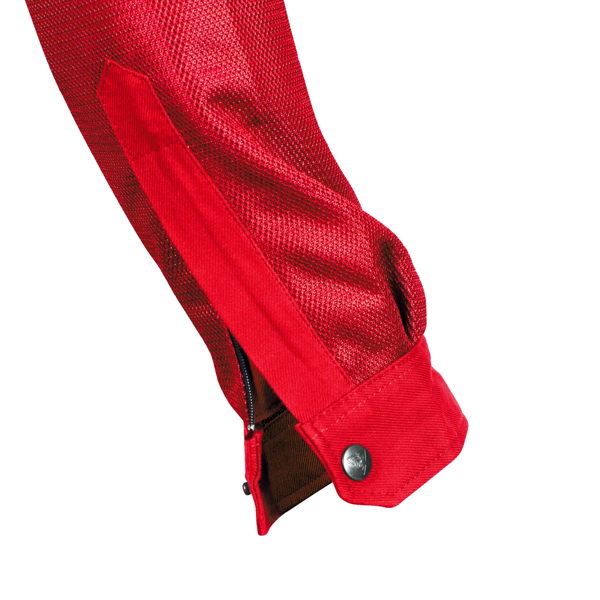 Right-End-Of-Sleeve-Of-Summer-Mesh-Shirt-In-Red-Solid-For-Men