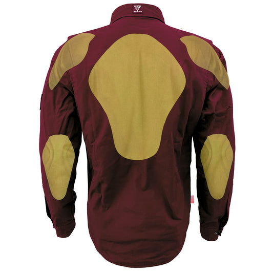 Protective Canvas Jacket for Men - Red Maroon with Pads