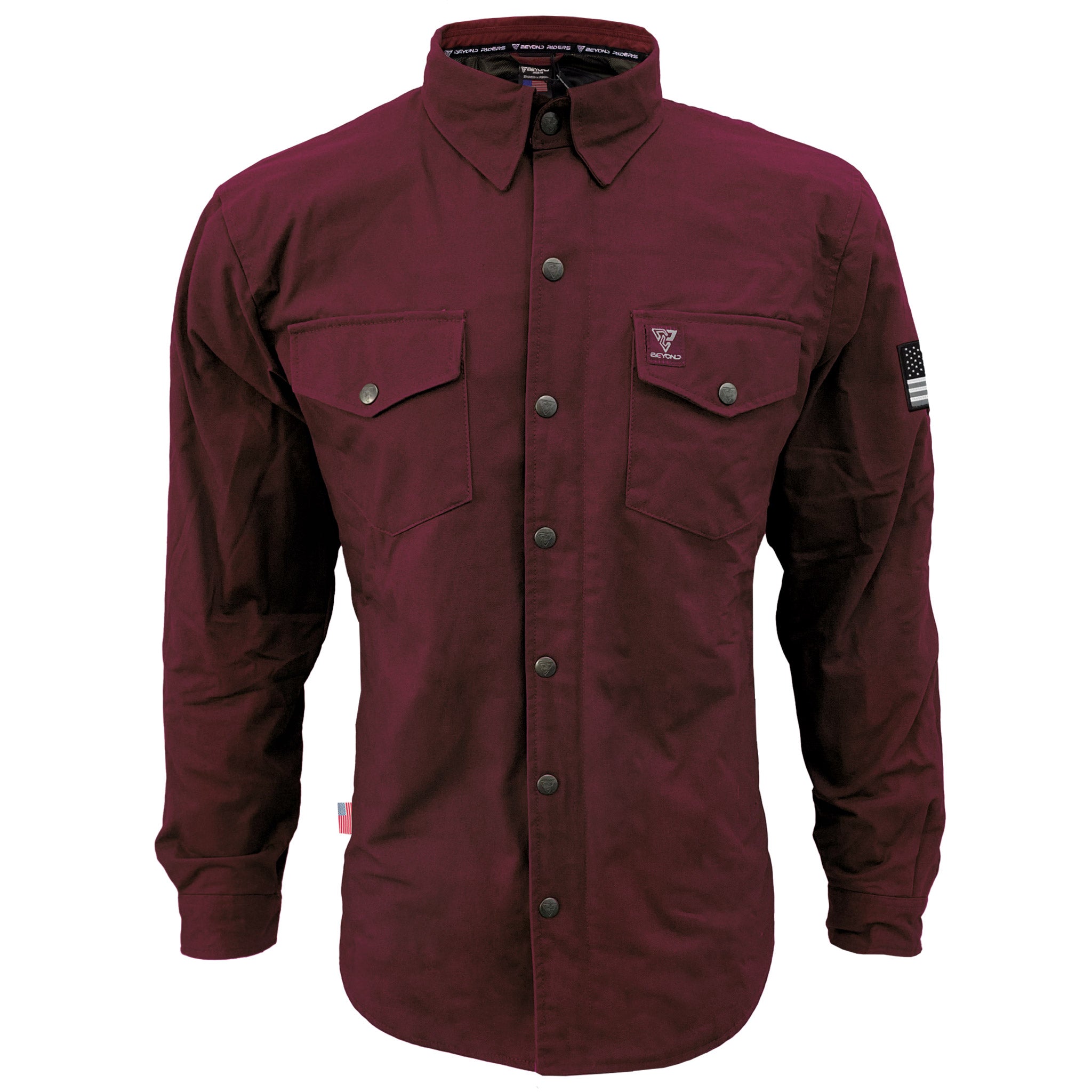 Protective Canvas Jacket for Men - Red Maroon with Pads