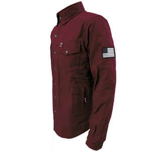 Protective Canvas Jacket for Men - Red Maroon with Pads