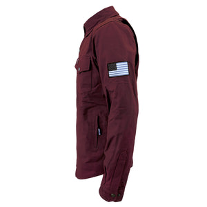 Protective Canvas Jacket for Men - Red Maroon with Pads