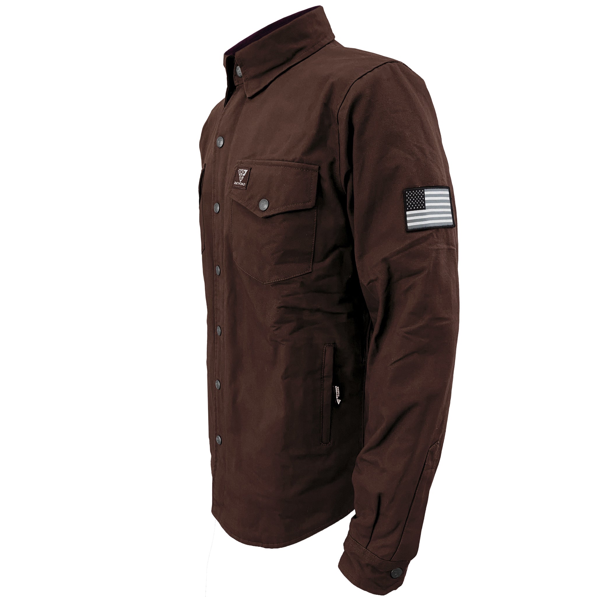 Protective Canvas Jacket for Men - Dark Brown with Pads