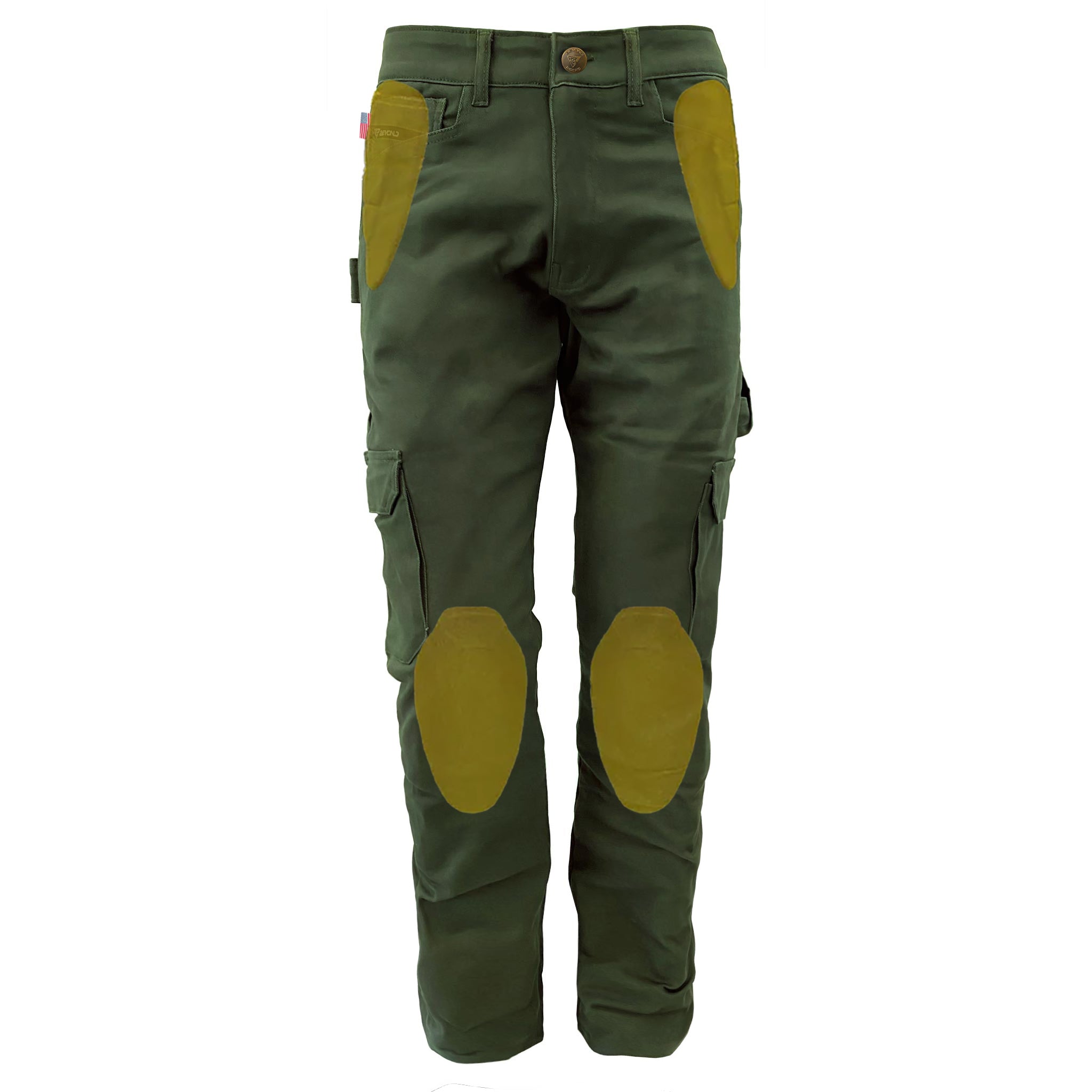 Relaxed Fit Cargo Pants - Army Green with Pads