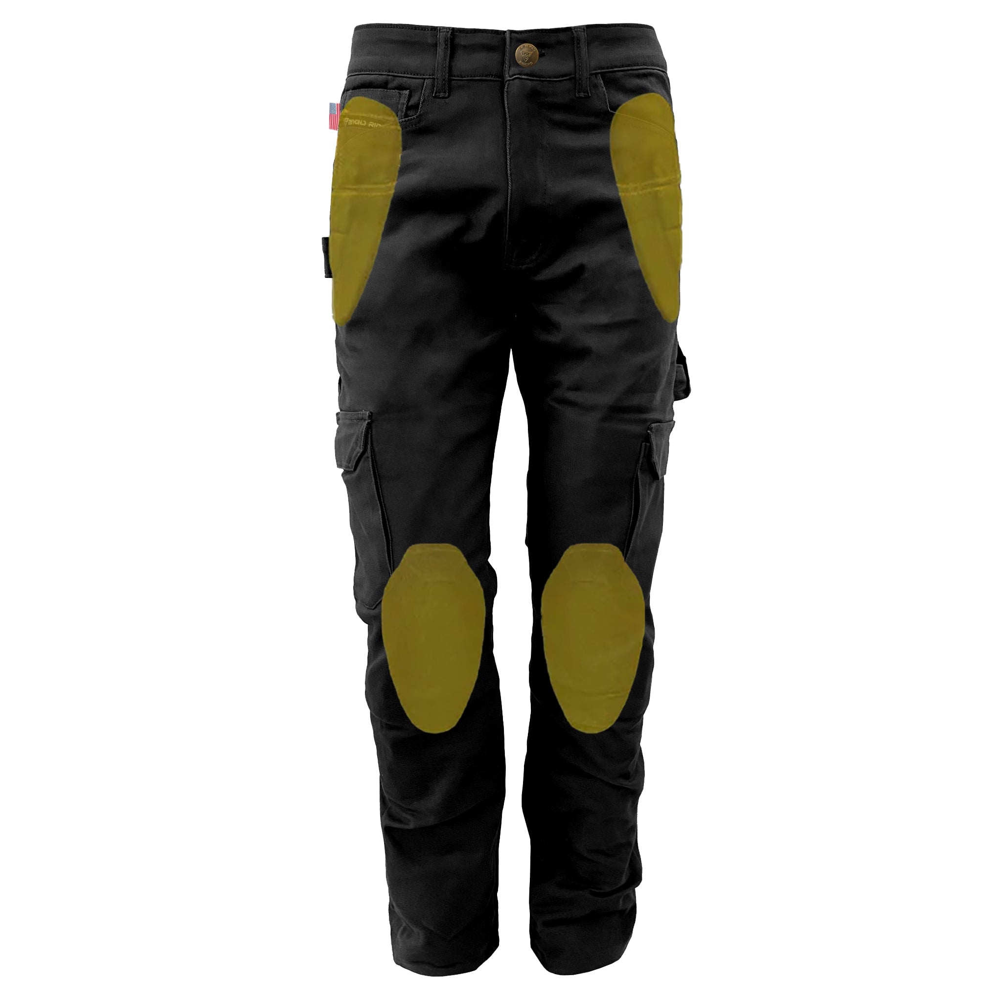 Relaxed Fit Cargo Pants - Black with Pads 40 / 34 / Black