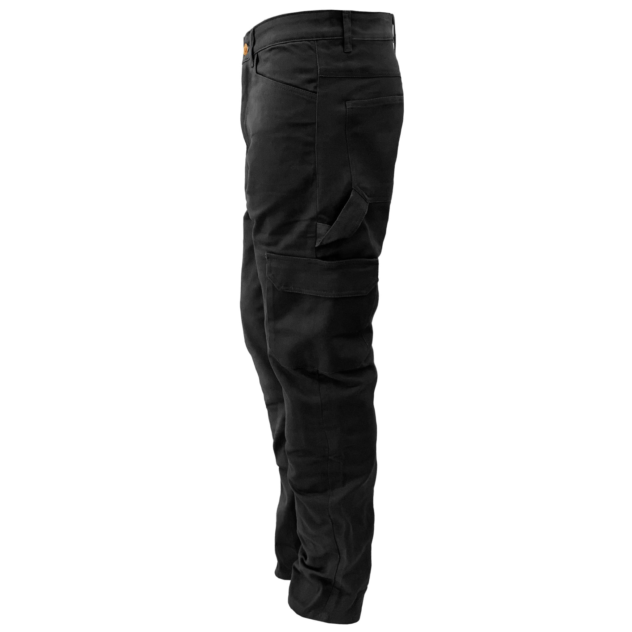 Relaxed Fit Cargo Pants - Black with Pads