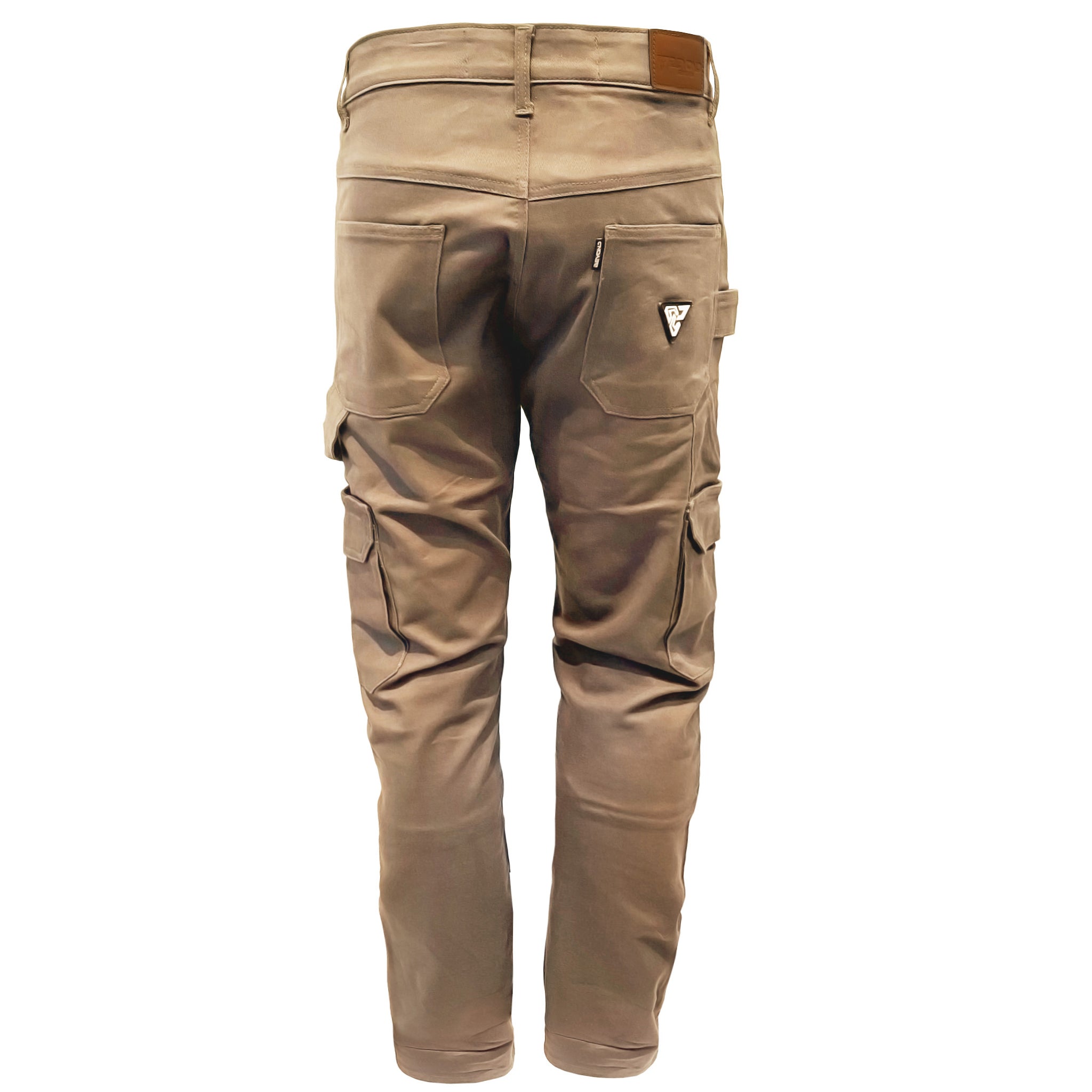 Relaxed Fit Cargo Pants - Khaki Solid with Pads