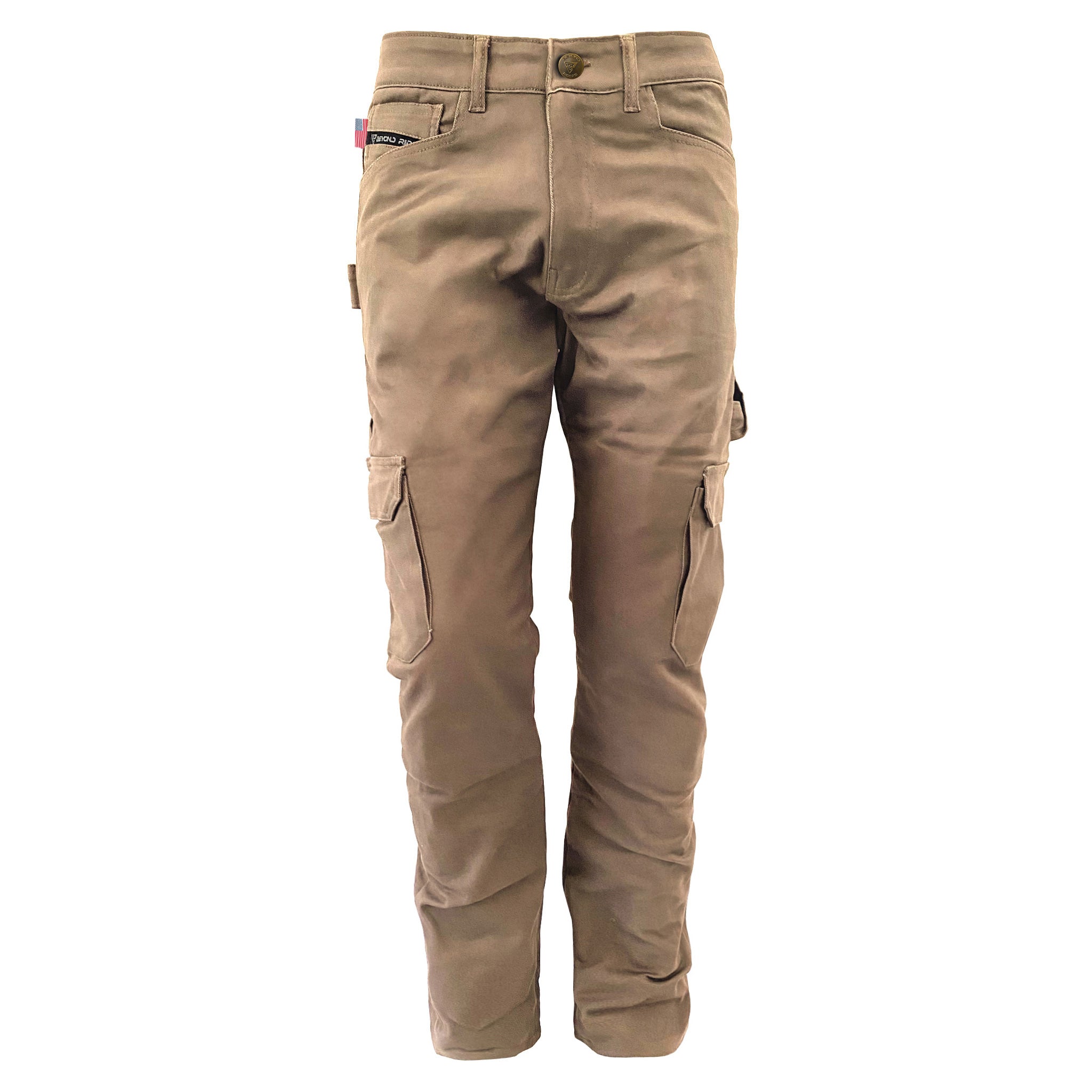 Relaxed Fit Cargo Pants Khaki Solid with Pads
