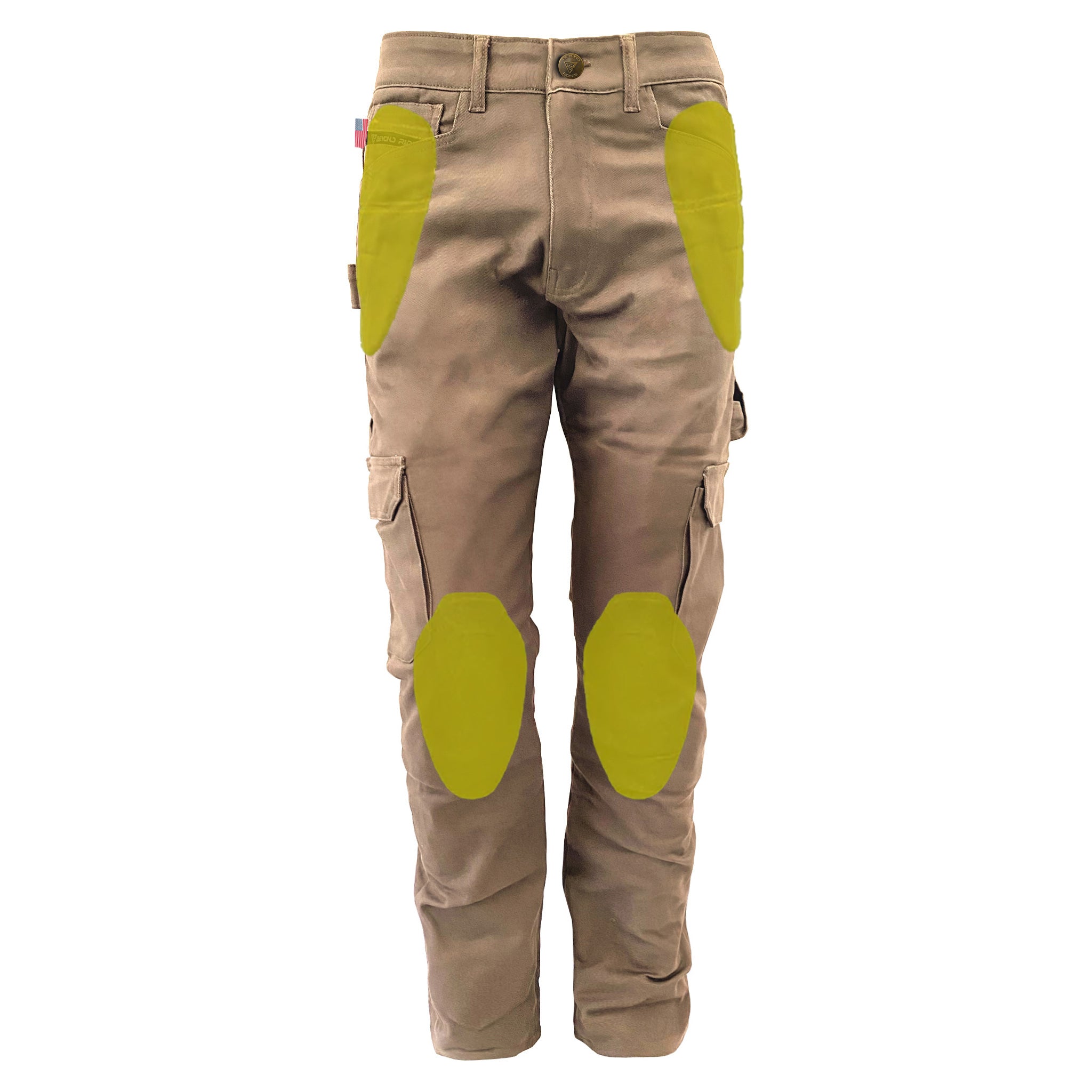 Relaxed Fit Cargo Pants - Khaki Solid with Pads