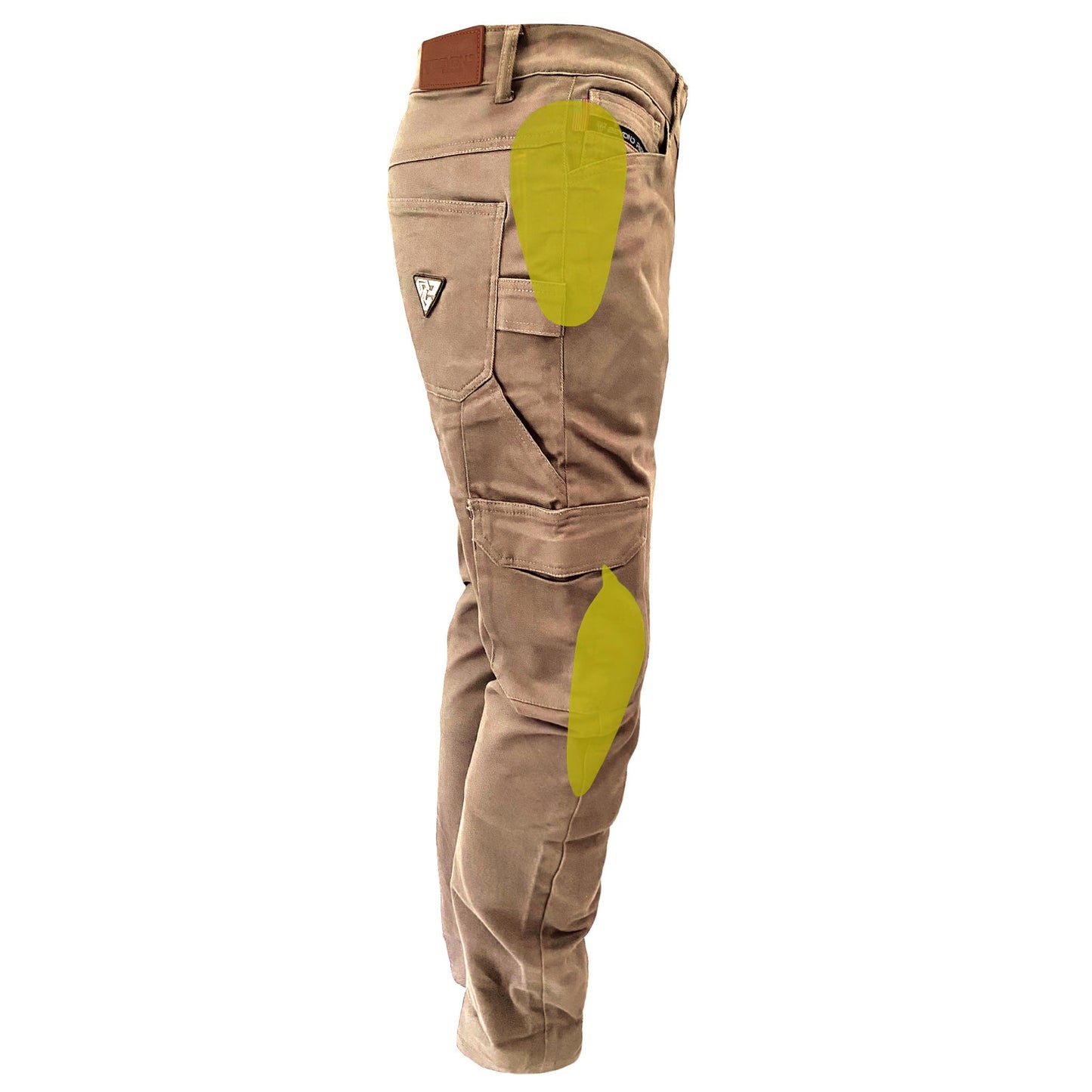 Relaxed Fit Cargo Pants - Khaki Solid with Pads