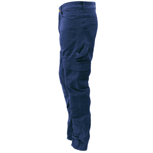 Relaxed Fit Cargo Pants - Navy Blue with Pads