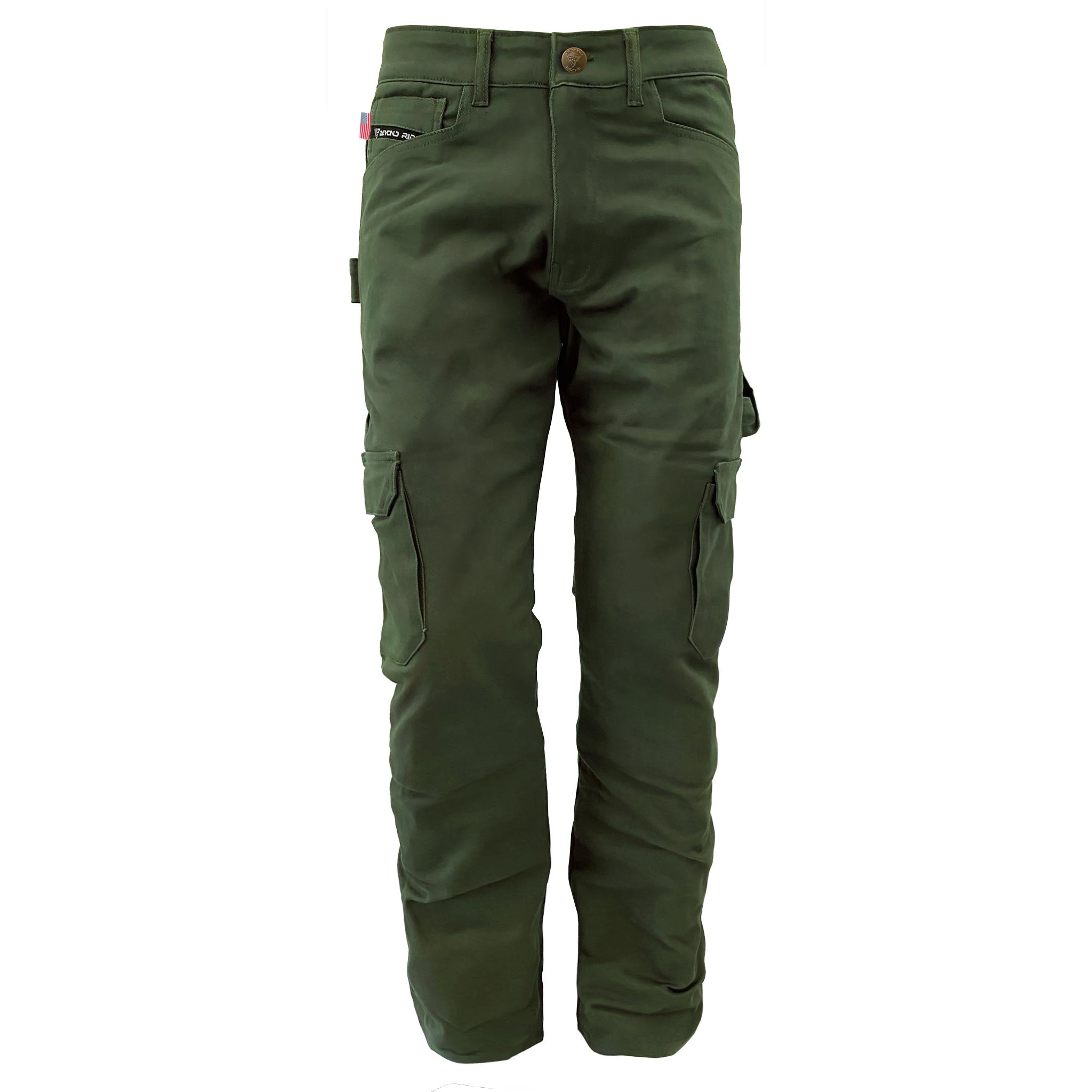Loose Fit Cargo Pants - Army Green with Pads