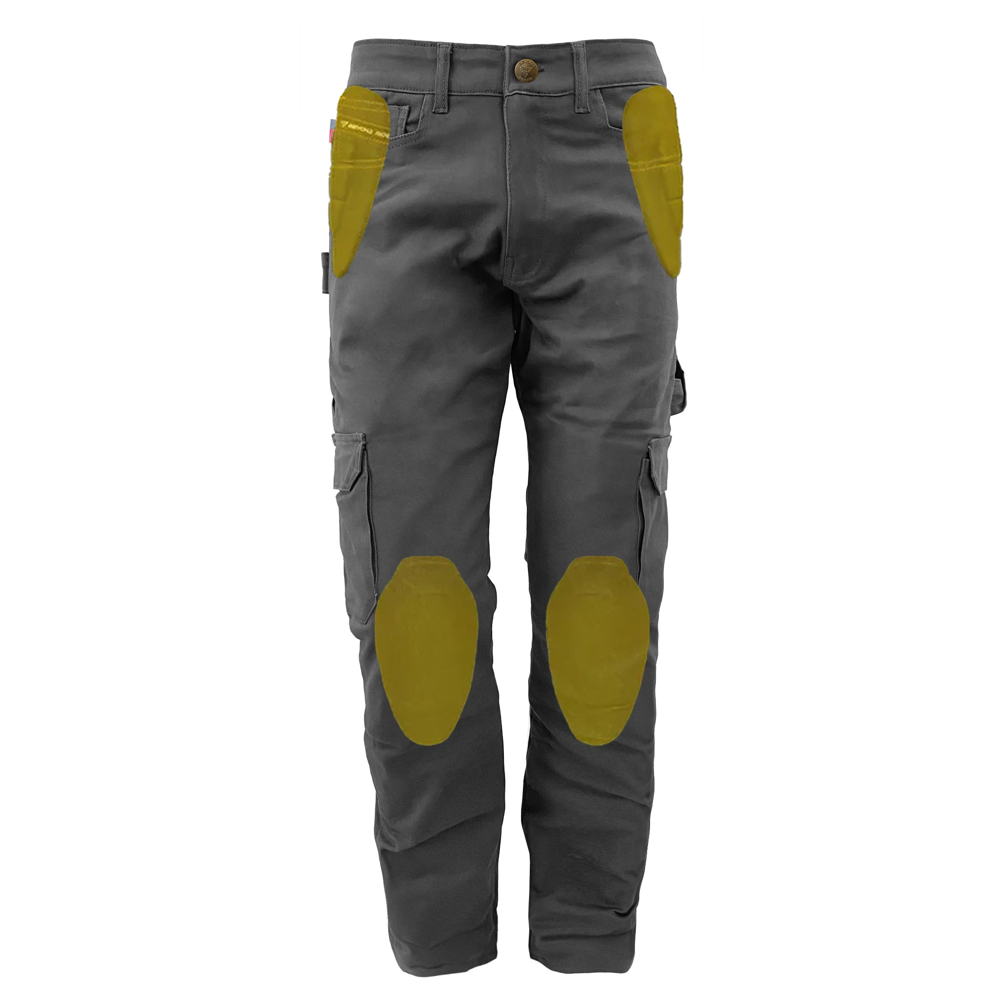 Cargo-Pants-Relaxed-Fit-For-Men-Solid-Grey-With-Pads-Front