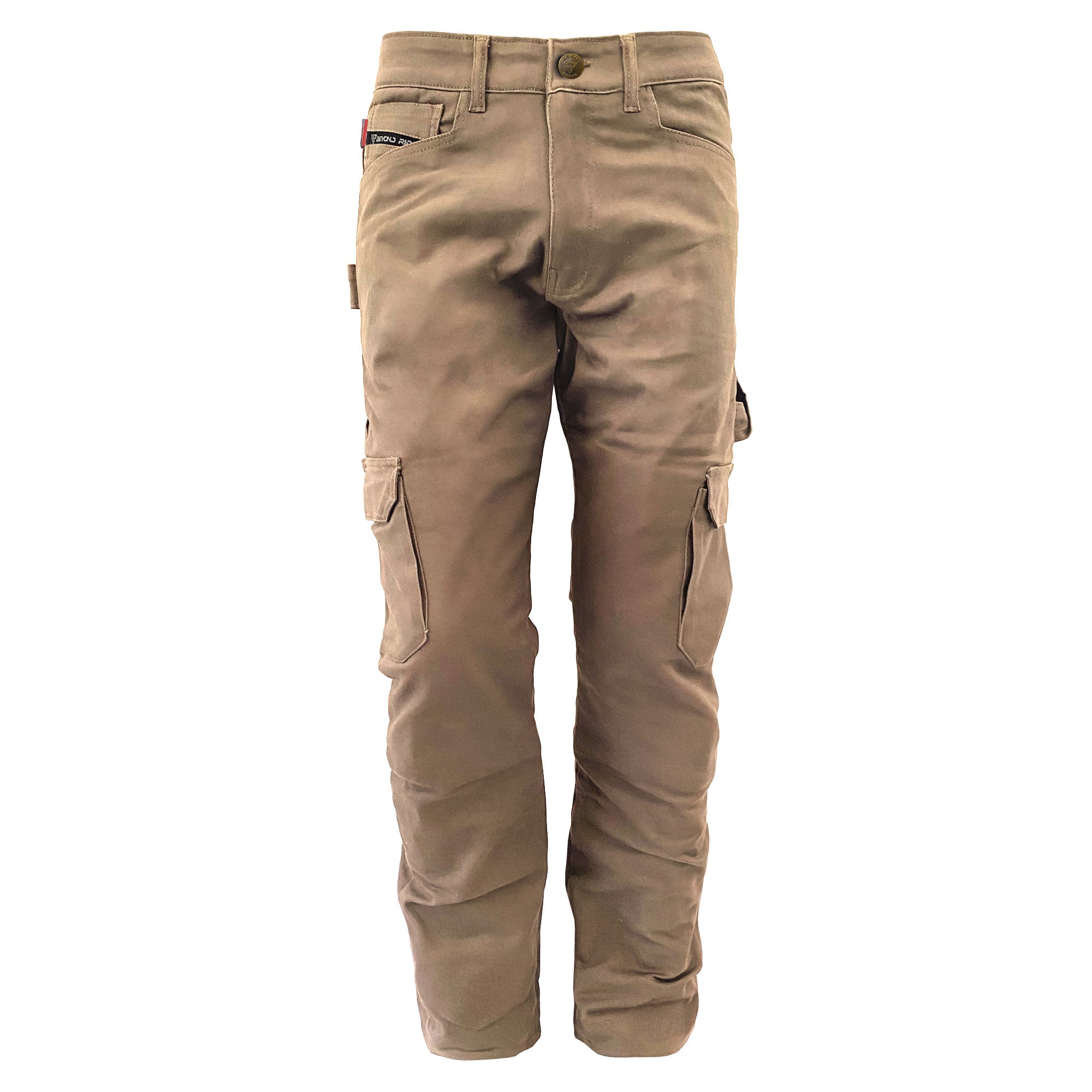 Loose Fit Cargo Pants - Khaki Solid with Pads