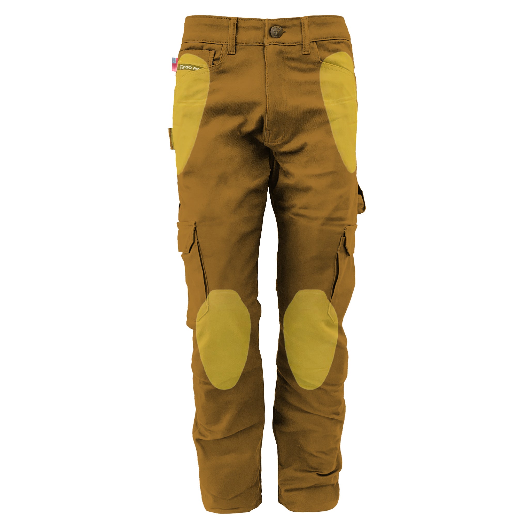 Loose Fit Cargo Pants - Light Brown Solid with Pads