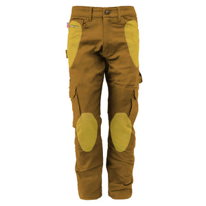 Loose Fit Cargo Pants - Light Brown Solid with Pads