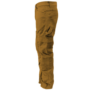 Loose Fit Cargo Pants - Light Brown Solid with Pads