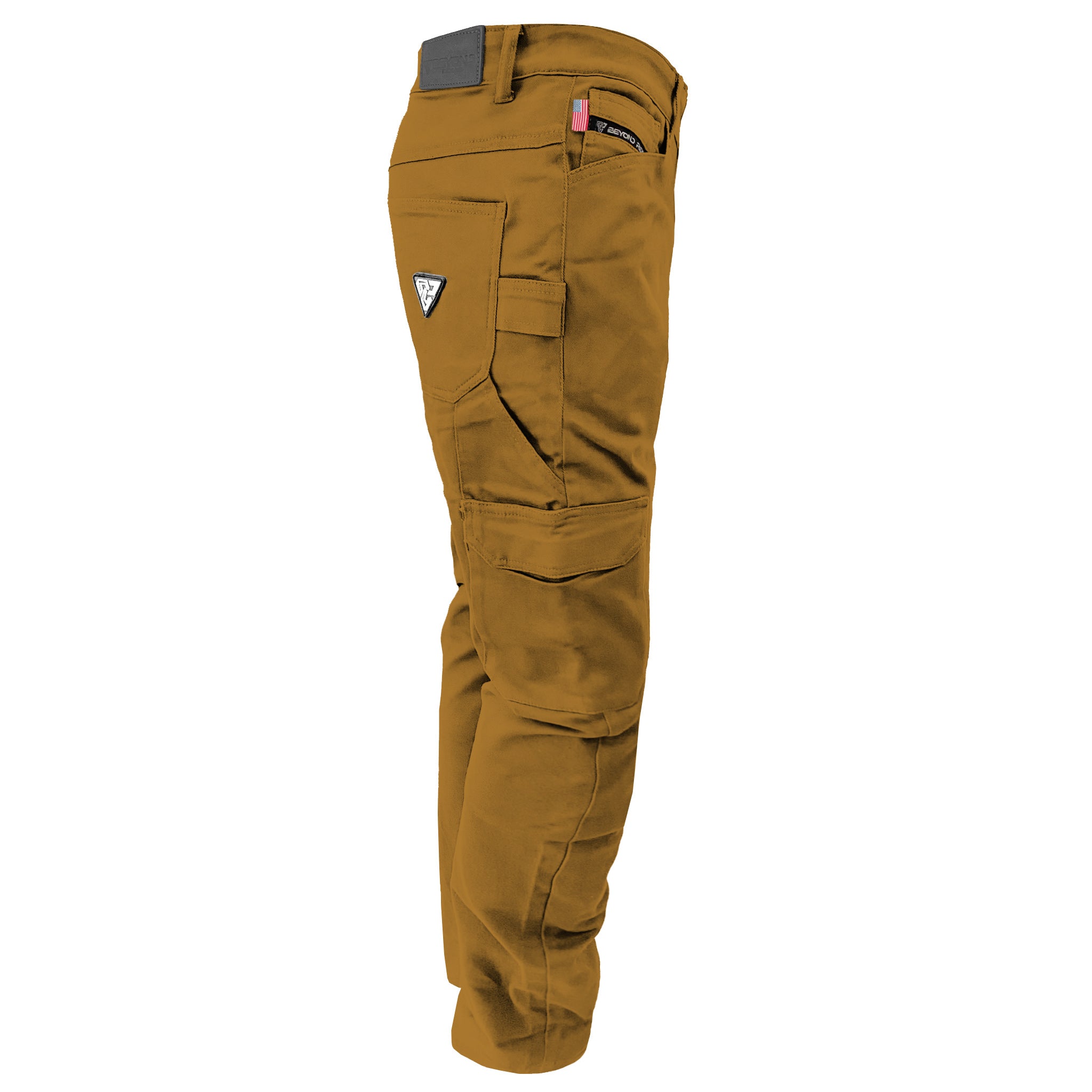 Loose Fit Cargo Pants - Light Brown Solid with Pads
