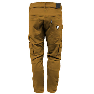 Relaxed Fit Cargo Pants - Light Brown Solid with Pads