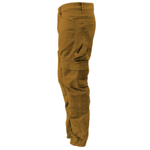 Relaxed Fit Cargo Pants - Light Brown Solid with Pads