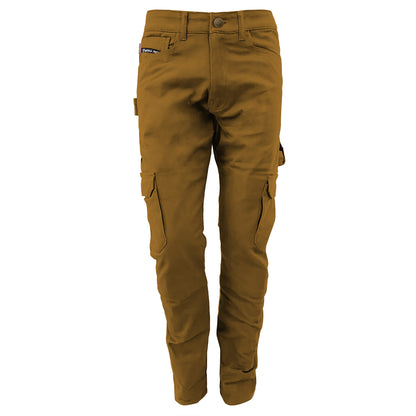 Straight Leg Cargo Pants - Light Brown Solid with Pads