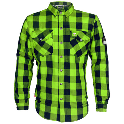 Protective Flannel Shirt - Green Checkered with Pads