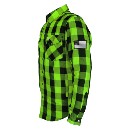 Protective Flannel Shirt - Green Checkered with Pads