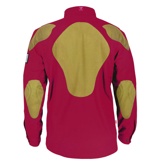 Protective Flannel Shirt - Red Maroon Solid with Pads