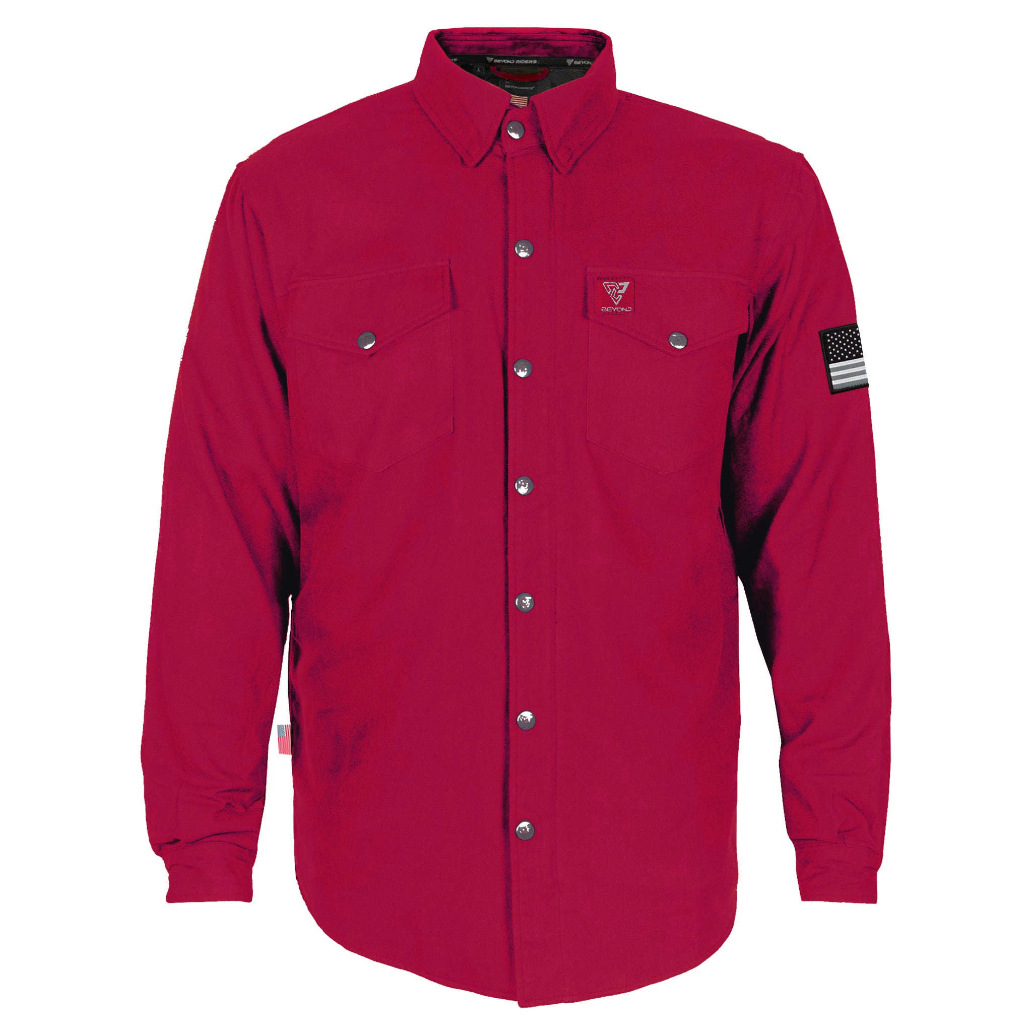 Protective Flannel Shirt - Red Maroon Solid with Pads