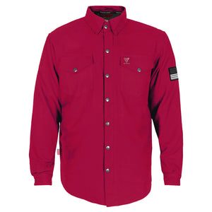 Protective Flannel Shirt - Red Maroon Solid with Pads