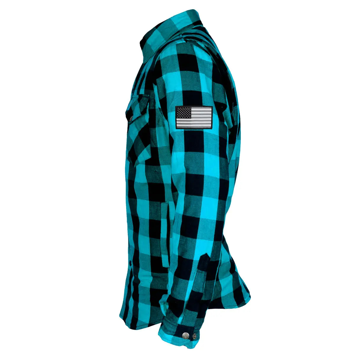 Protective Flannel Shirt - Aqua Blue Checkered with Pads