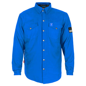 Protective Flannel Shirt - Blue Solid with Pads