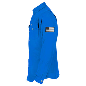 Protective Flannel Shirt - Blue Solid with Pads