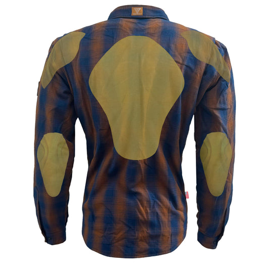Protective Flannel Shirt For Men - Brown & Blue Plaid with Pads