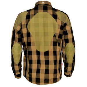 Protective Flannel Shirt - Camel Checkered with Pads