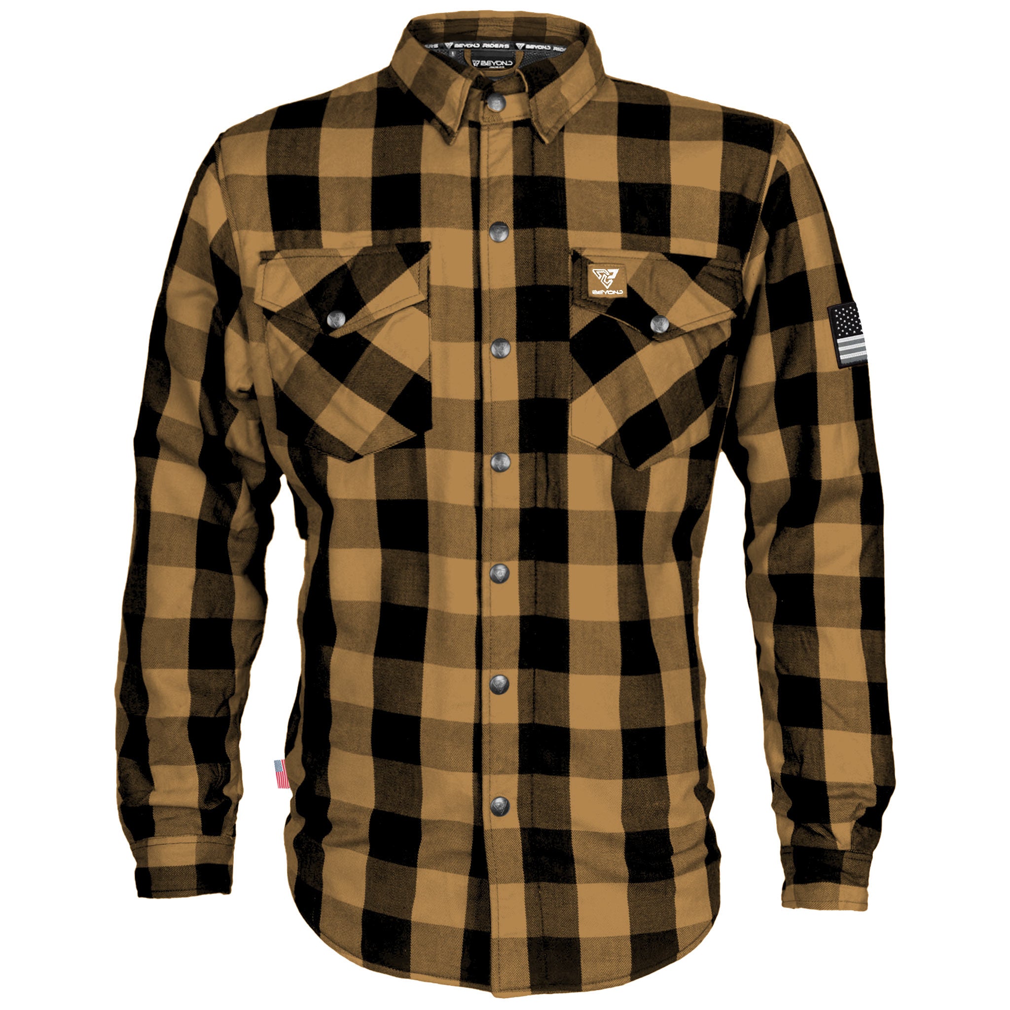 Protective Flannel Shirt - Camel Checkered with Pads