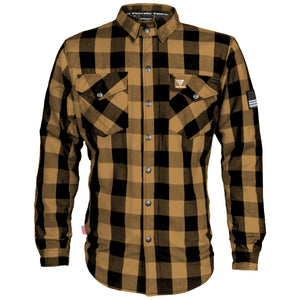 Protective Flannel Shirt - Camel Checkered with Pads