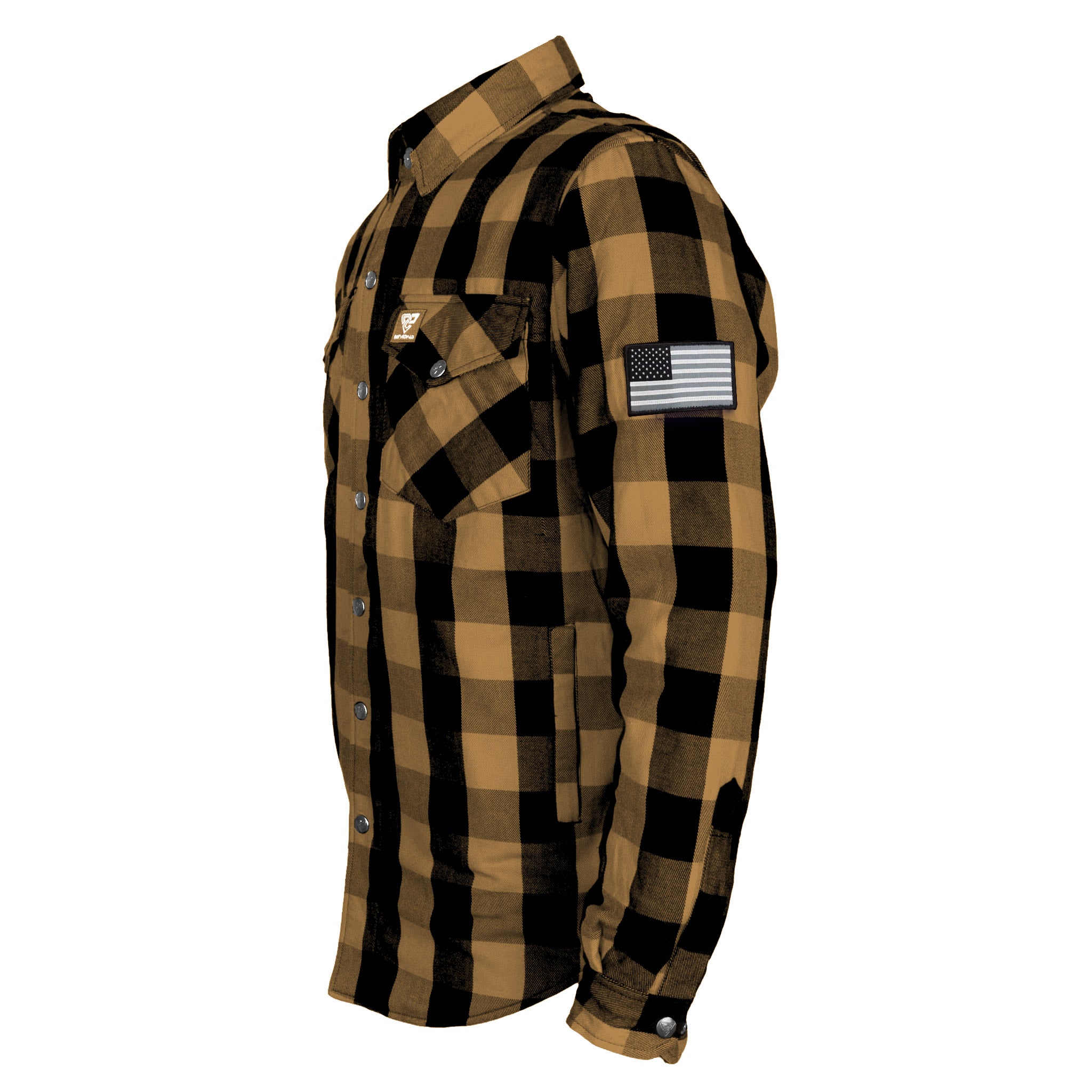 Protective Flannel Shirt - Camel Checkered with Pads