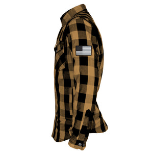 Protective Flannel Shirt - Camel Checkered with Pads