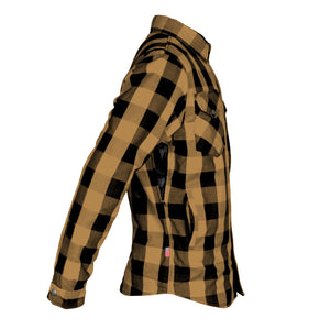 Protective Flannel Shirt - Camel Checkered with Pads