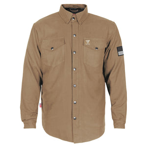 Protective Flannel Shirt - Camel Solid with Pads