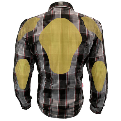 Protective Flannel Shirt For Men - Grey Black Red Checkered with Pads