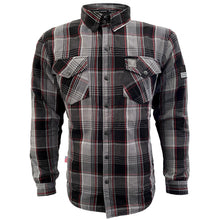 Protective Flannel Shirt For Men - Grey Black Red Checkered
