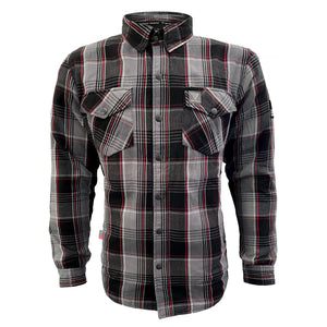 Protective Flannel Shirt For Men - Grey Black Red Checkered