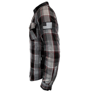 Protective Shirt - Grey, Black, Red Checkered with Pads