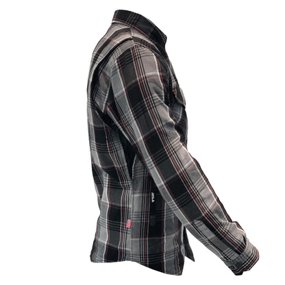 Protective Flannel Shirt For Men - Grey Black Red Checkered with Pads