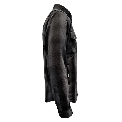 Protective Flannel Shirt For Men - Grey and Black Plaid with Pads