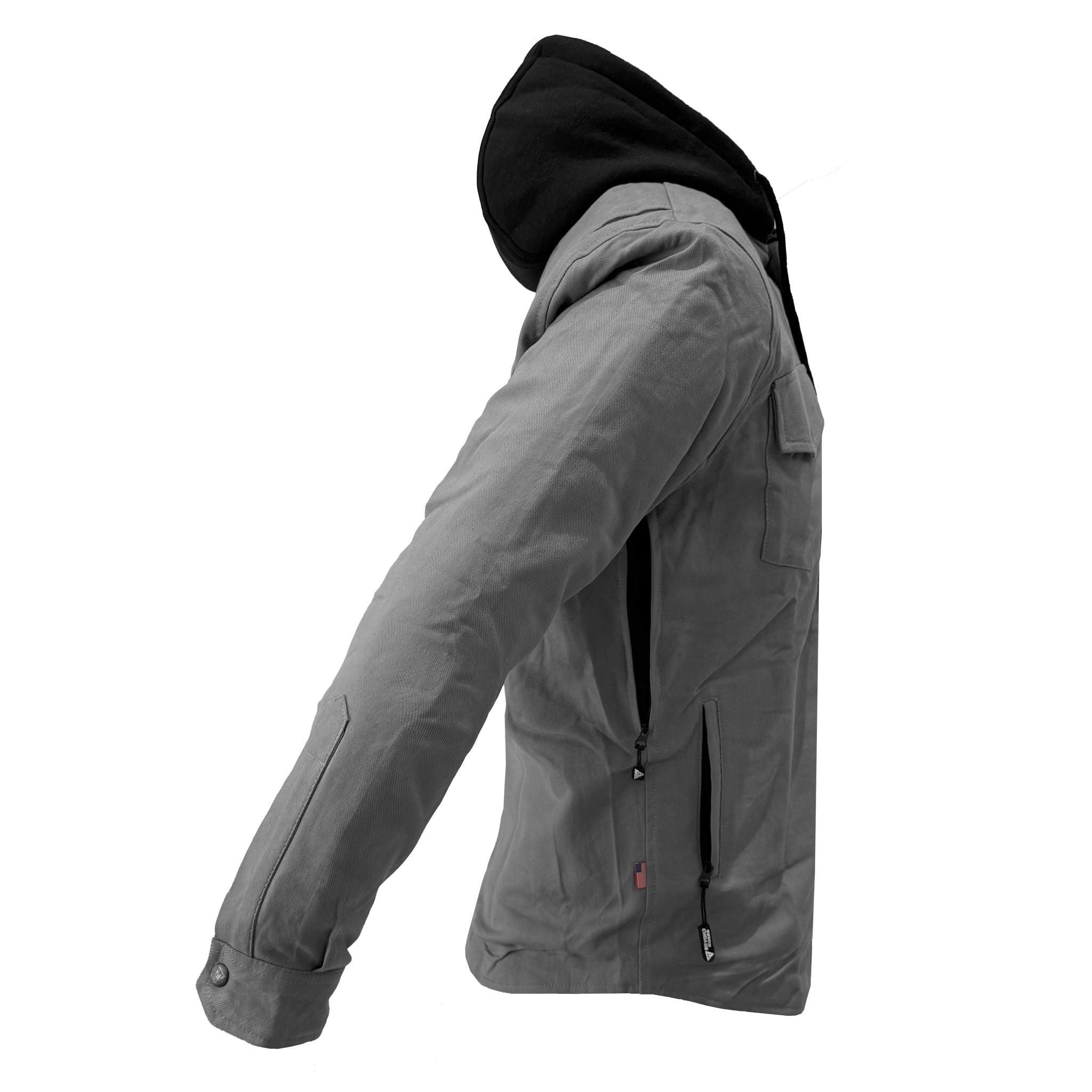 Protective Flannel Hoodie For Men - Grey Solid with Pads