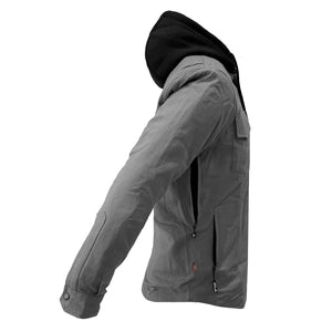 Protective Flannel Hoodie For Men - Grey Solid with Pads