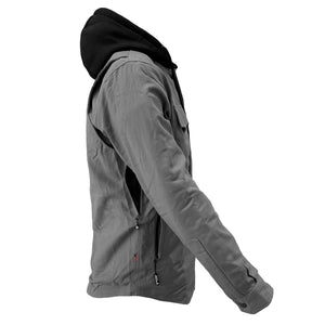 Protective Flannel Hoodie For Men - Grey Solid with Pads