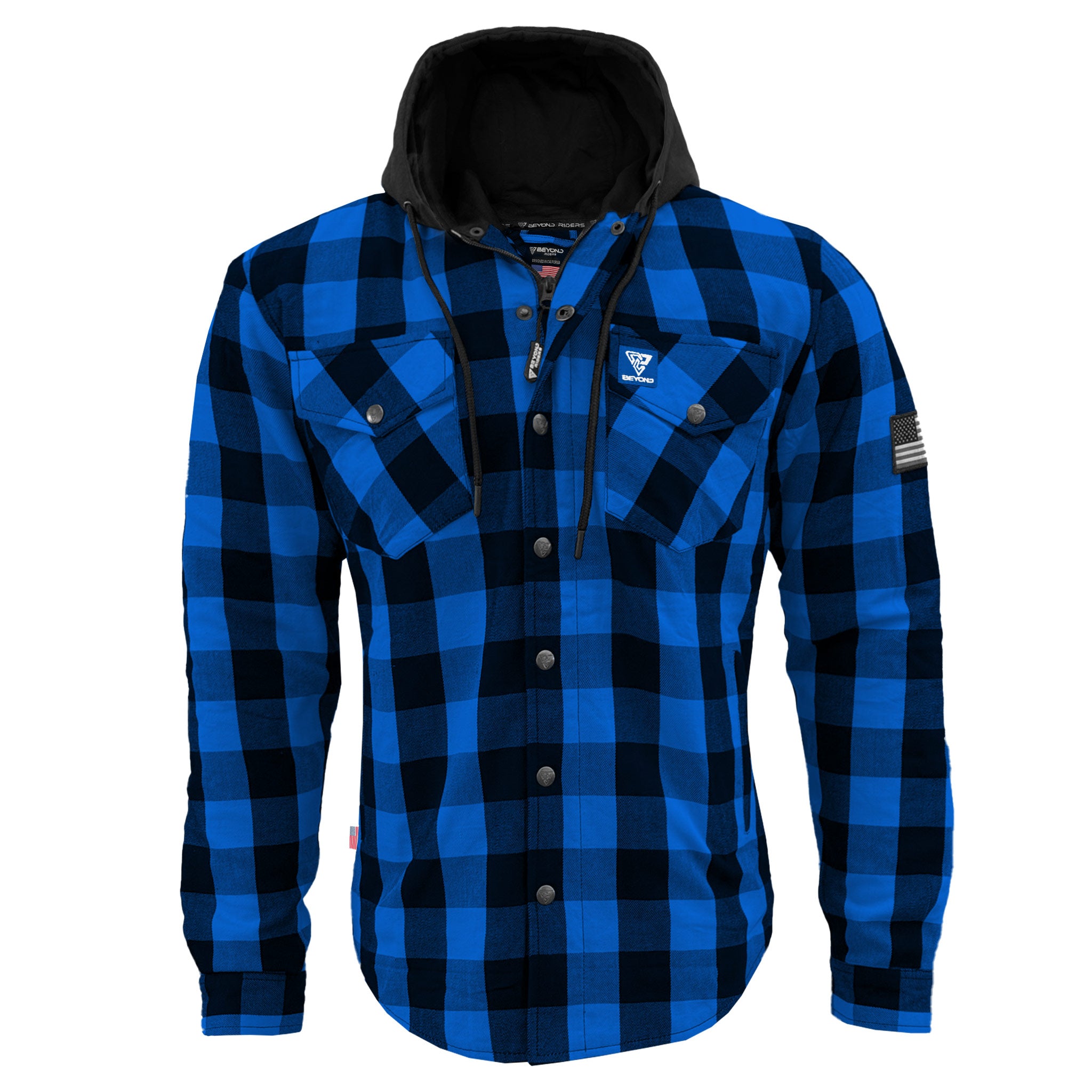 Blue plaid hoodie discount